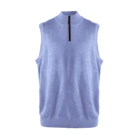 Extra Fine 'Zegna Baruffa' Merino Wool Quarter-Zip Sweater Vest in Blue by Viyella