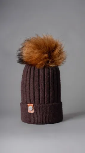 Faux Harley Pom Pom Hat - Brown