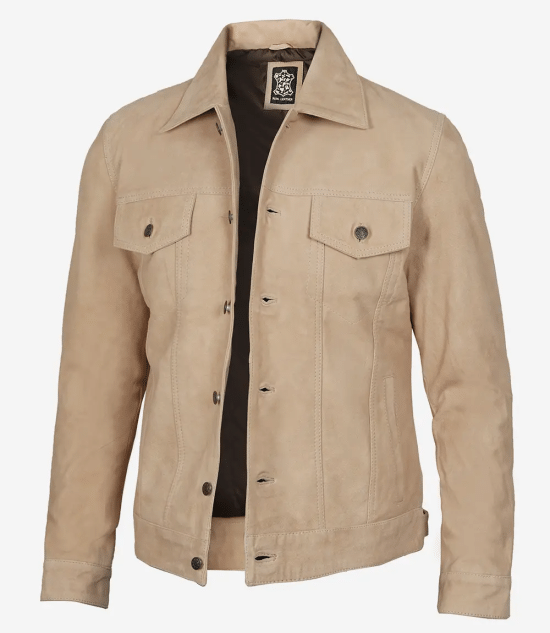 Fernando Camel Suede Trucker Jacket Men