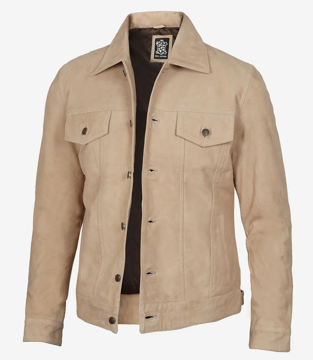 Fernando Camel Suede Trucker Jacket Men