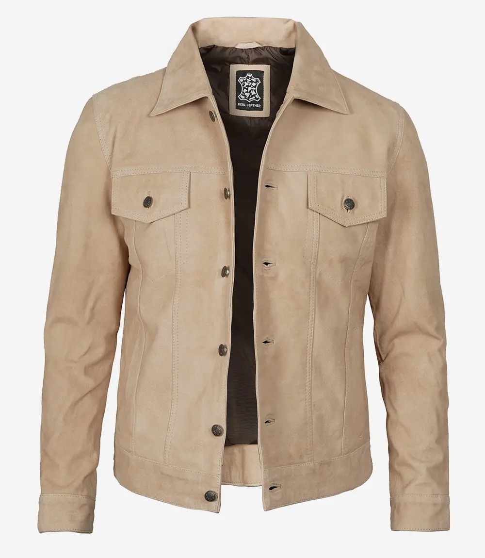 Fernando Camel Suede Trucker Jacket Men