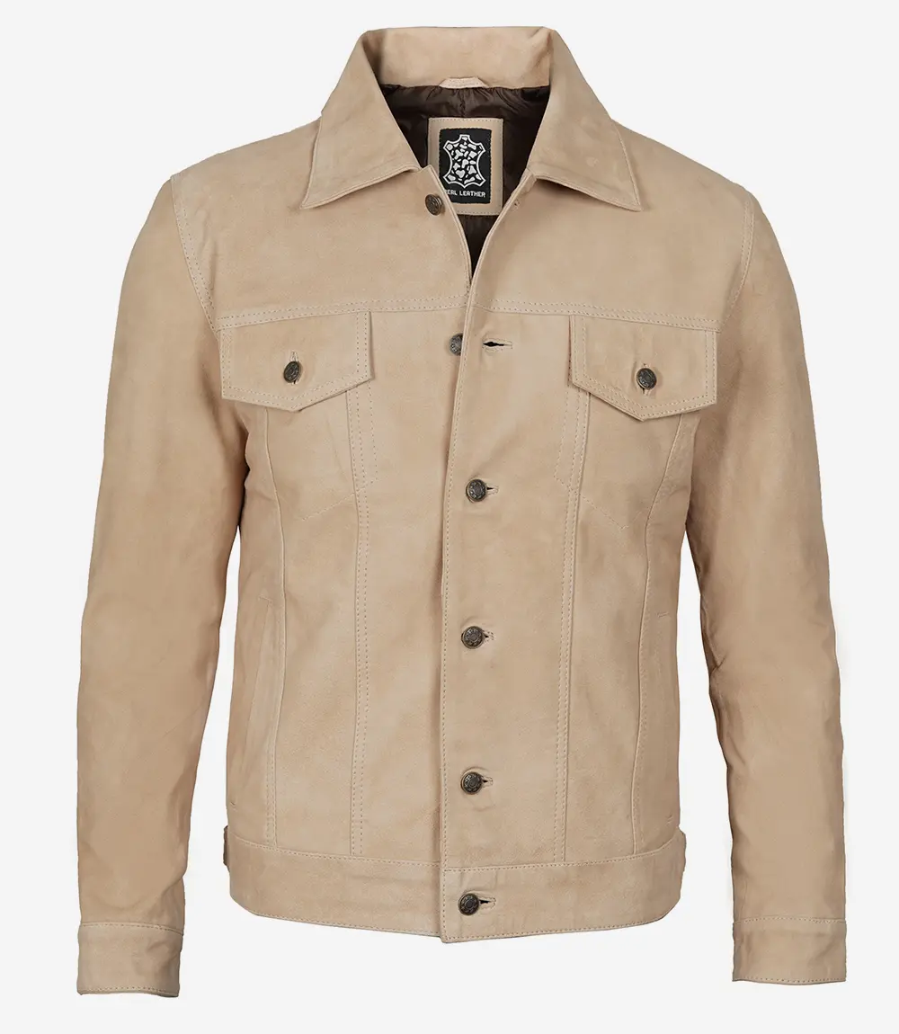 Fernando Camel Suede Trucker Jacket Men