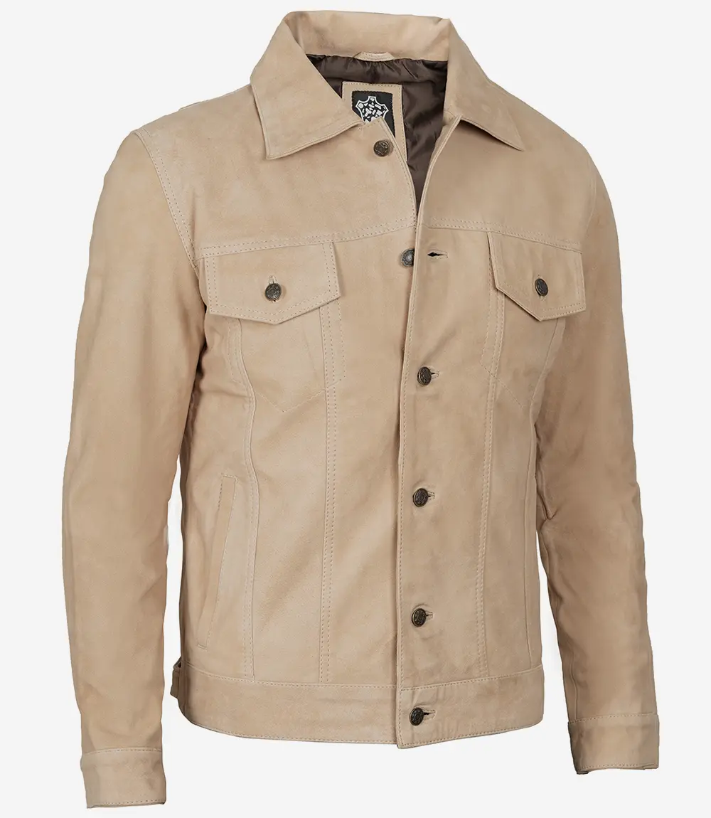 Fernando Camel Suede Trucker Jacket Men