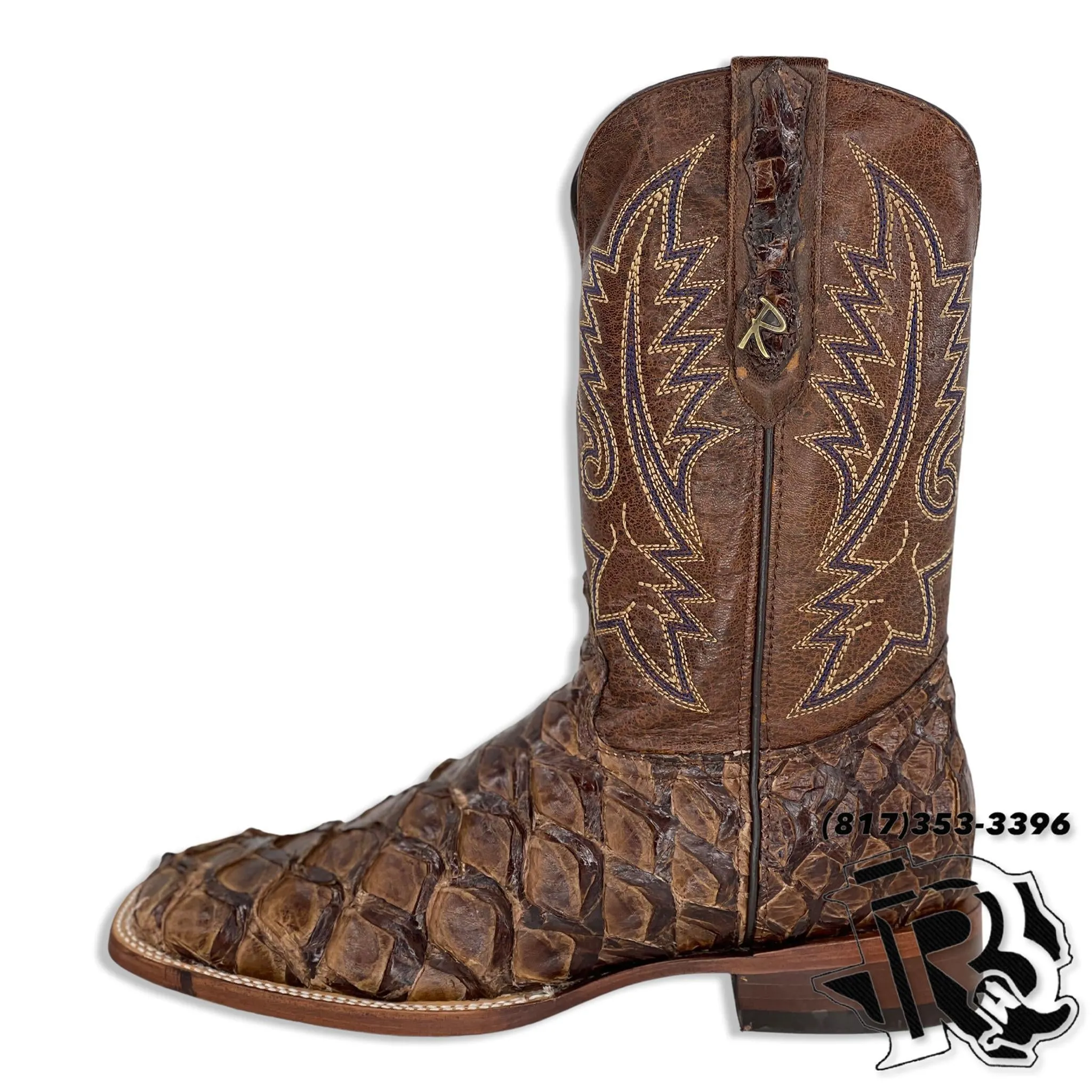 FISH BOOTS (BIG BASS) | DARK BROWN ORIGNAL FISH MEN SQUARE TOE BOOTS