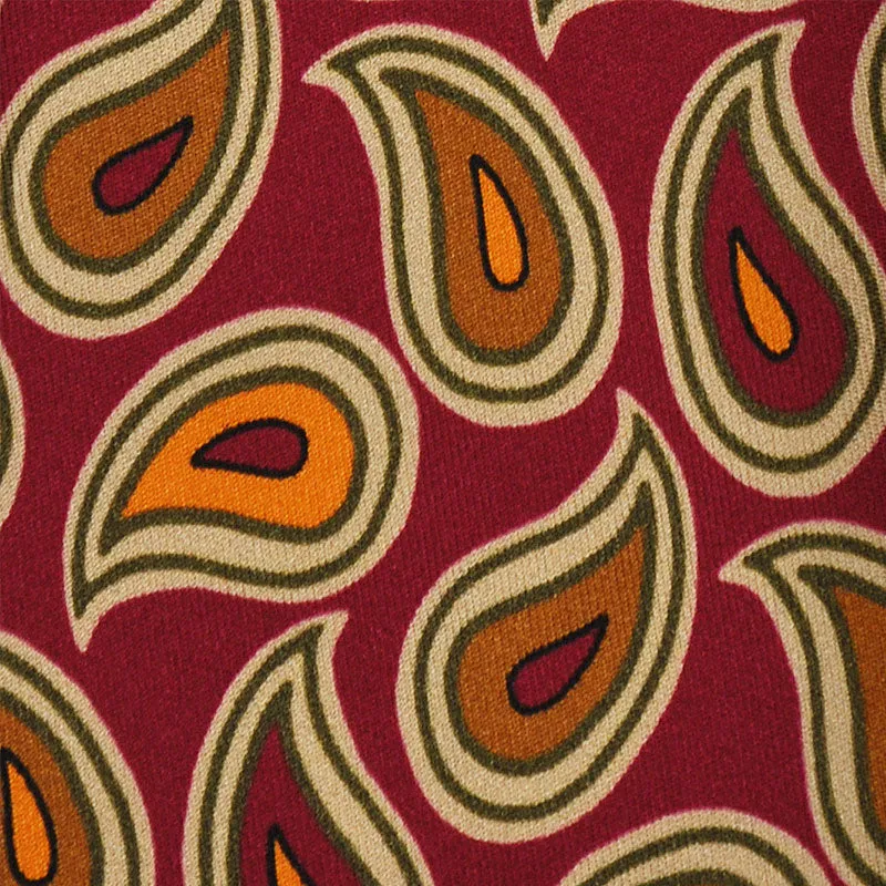 F.Marino Handmade Silk Tie 3 Folds Paisley Magenta