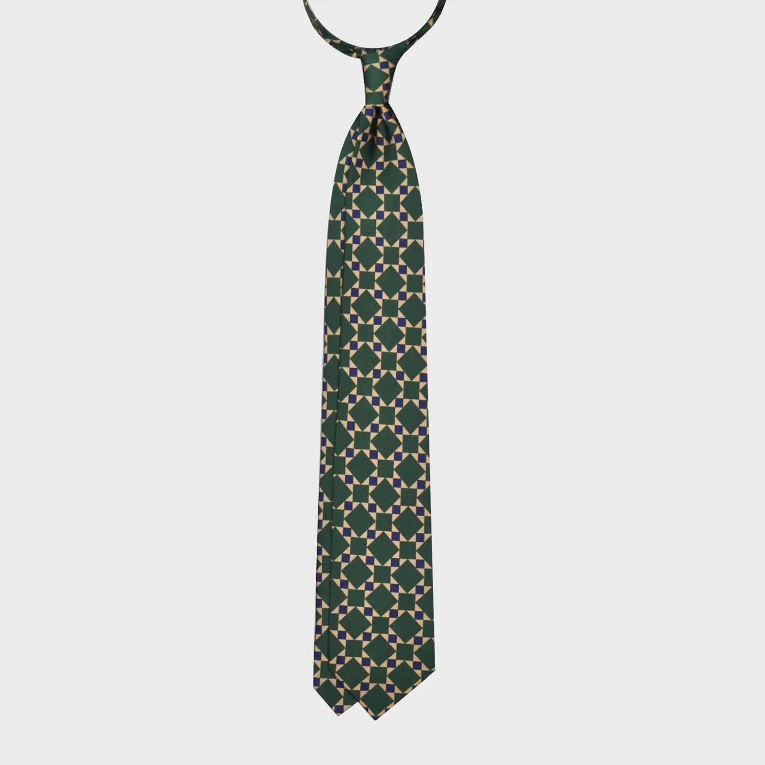 F.Marino Mosaic Silk Tie 3 Folds Grass Green