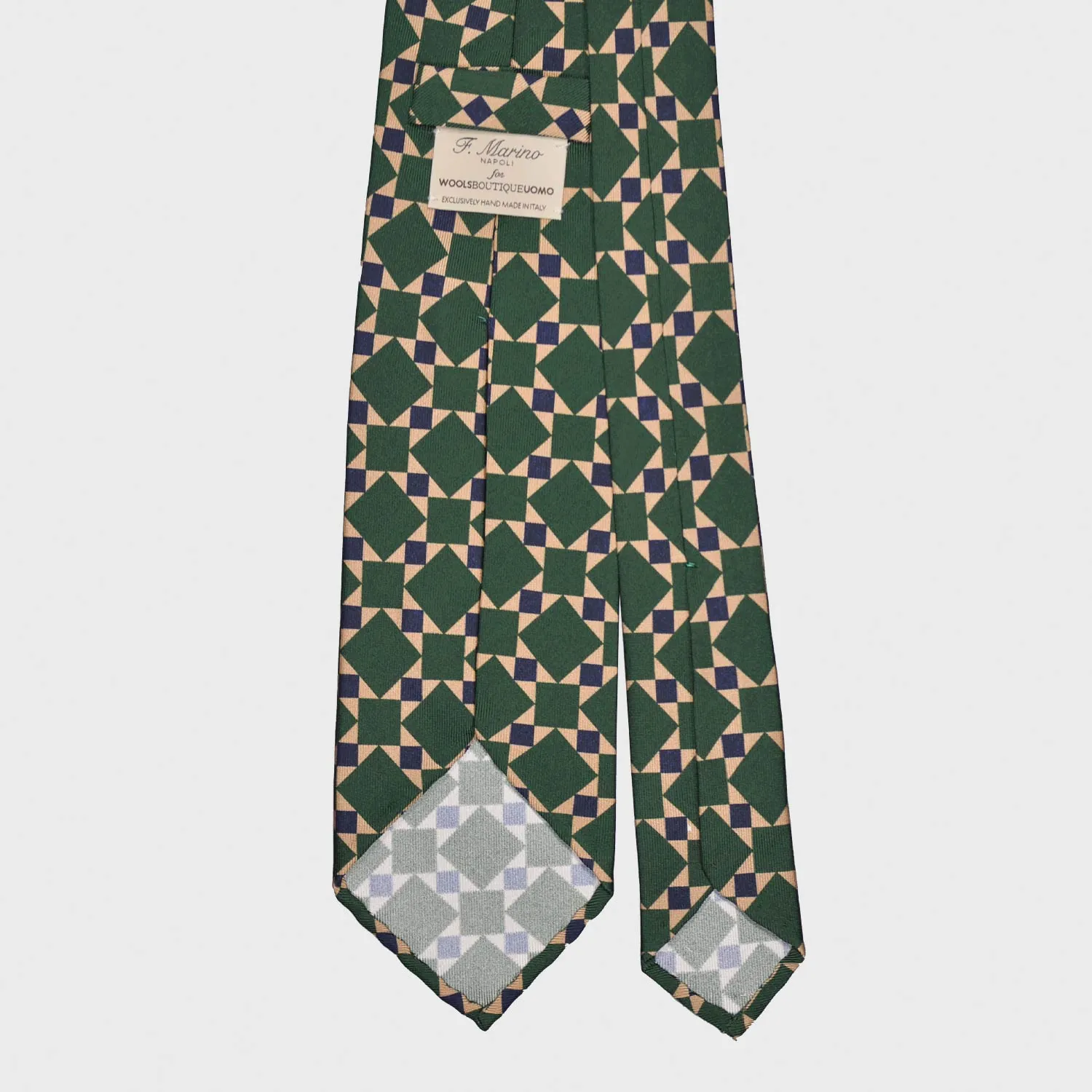 F.Marino Mosaic Silk Tie 3 Folds Grass Green