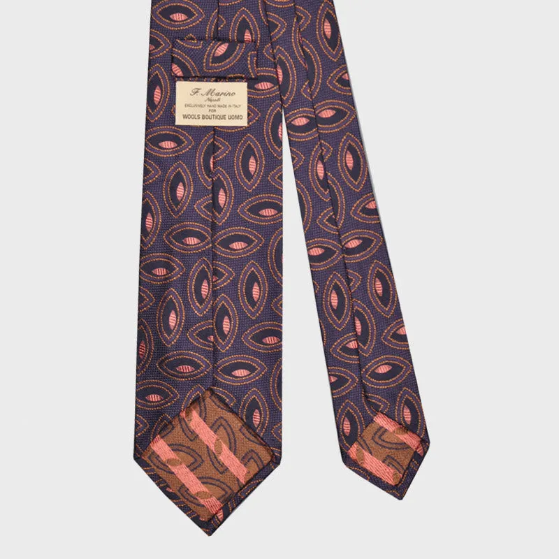 F.Marino Silk Tie 3 Folds Pink Eyes