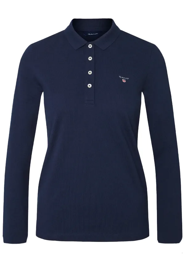 GANT Women L/S Logo Polo Navy