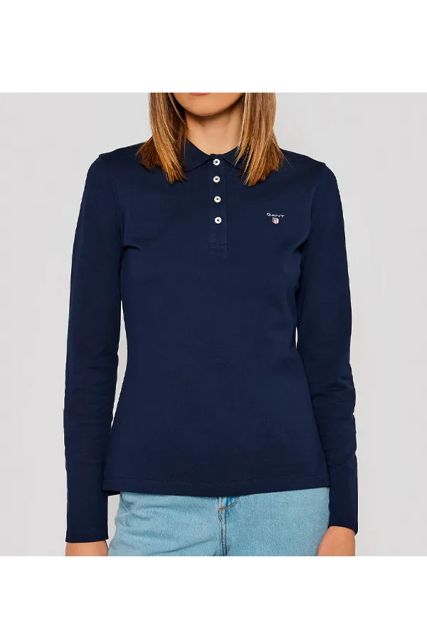 GANT Women L/S Logo Polo Navy