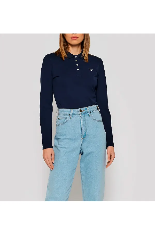 GANT Women L/S Logo Polo Navy