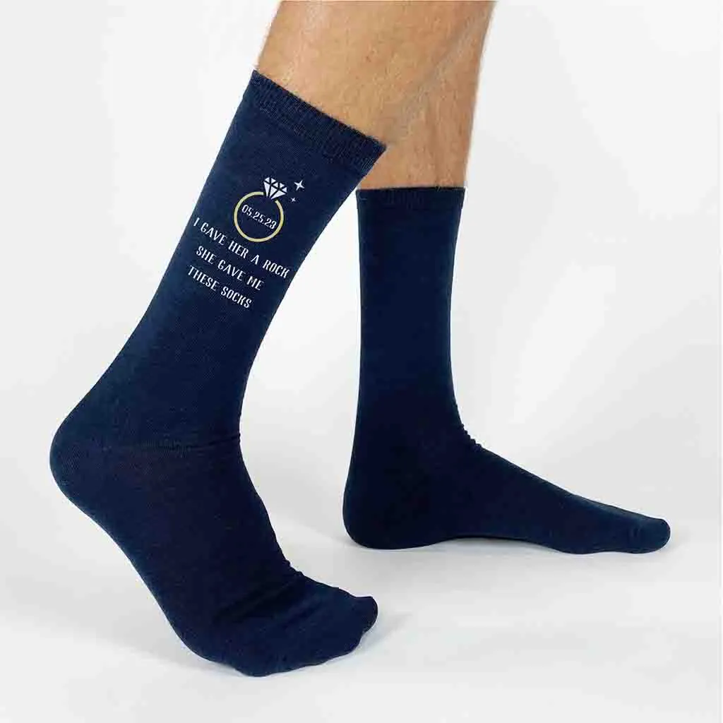 Groom's Personalized Wedding Day Socks with Humorous Design