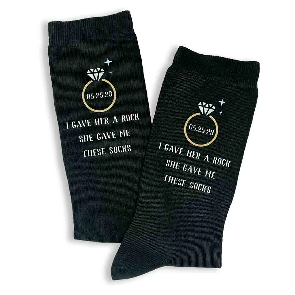 Groom's Personalized Wedding Day Socks with Humorous Design