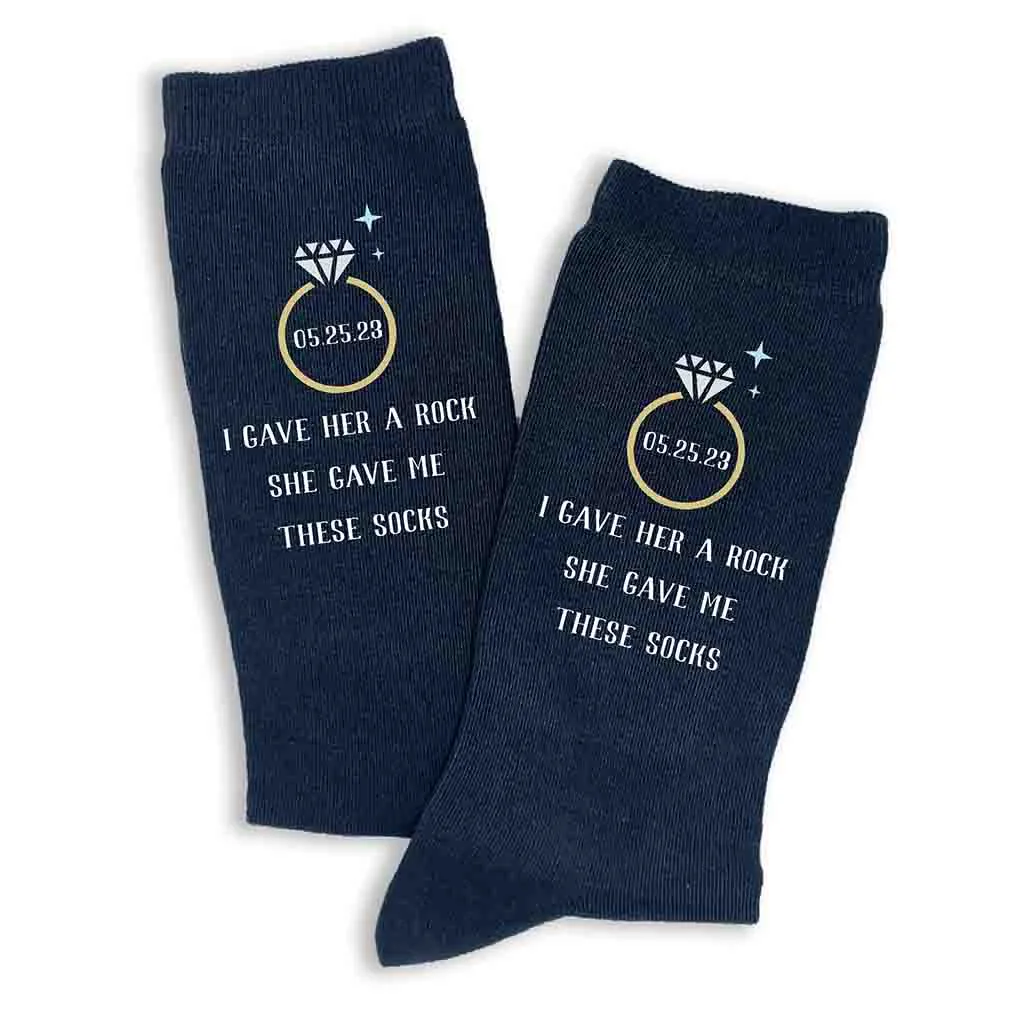 Groom's Personalized Wedding Day Socks with Humorous Design