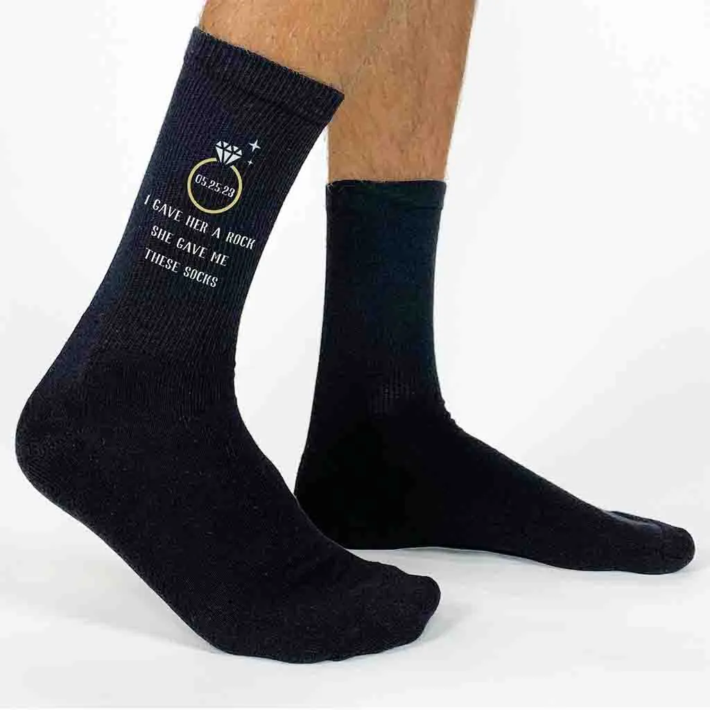 Groom's Personalized Wedding Day Socks with Humorous Design