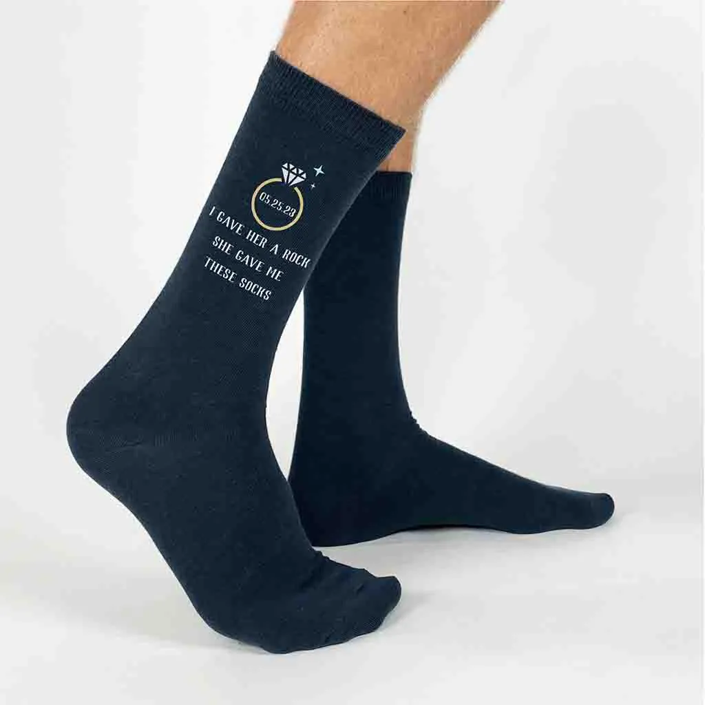 Groom's Personalized Wedding Day Socks with Humorous Design