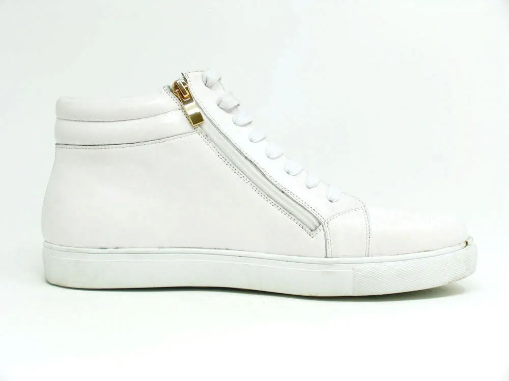 High Top Side Zipper Leather Sneaker