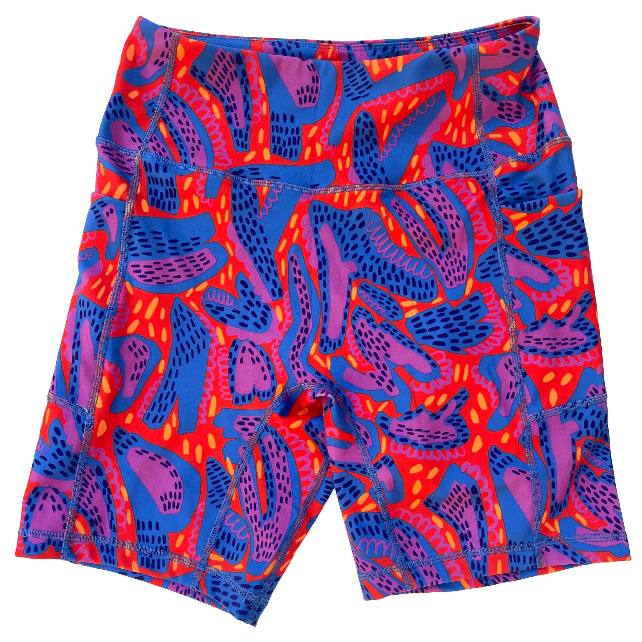 High-waisted Bike Short --  Red, Blue, Lilac WILD