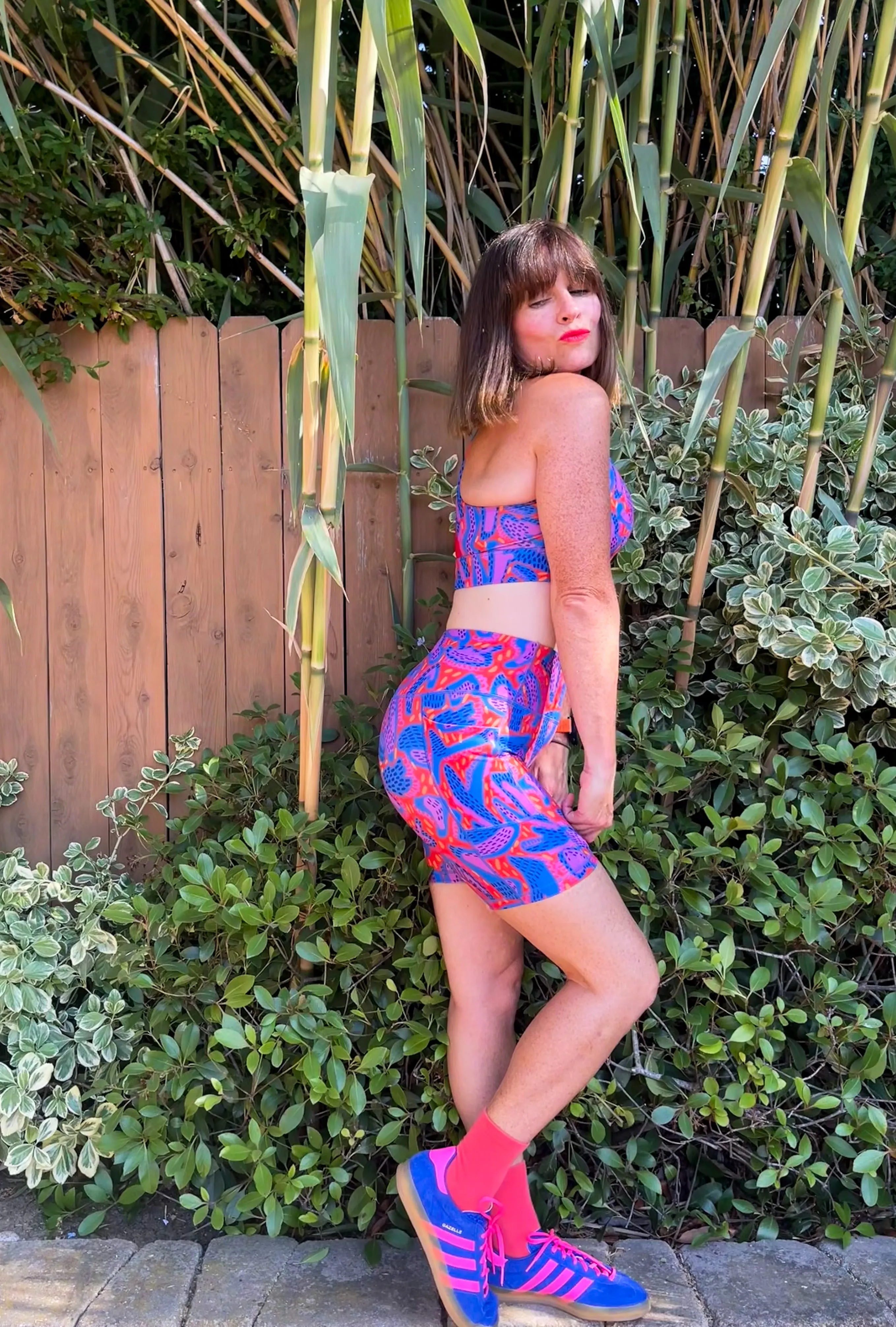 High-waisted Bike Short --  Red, Blue, Lilac WILD