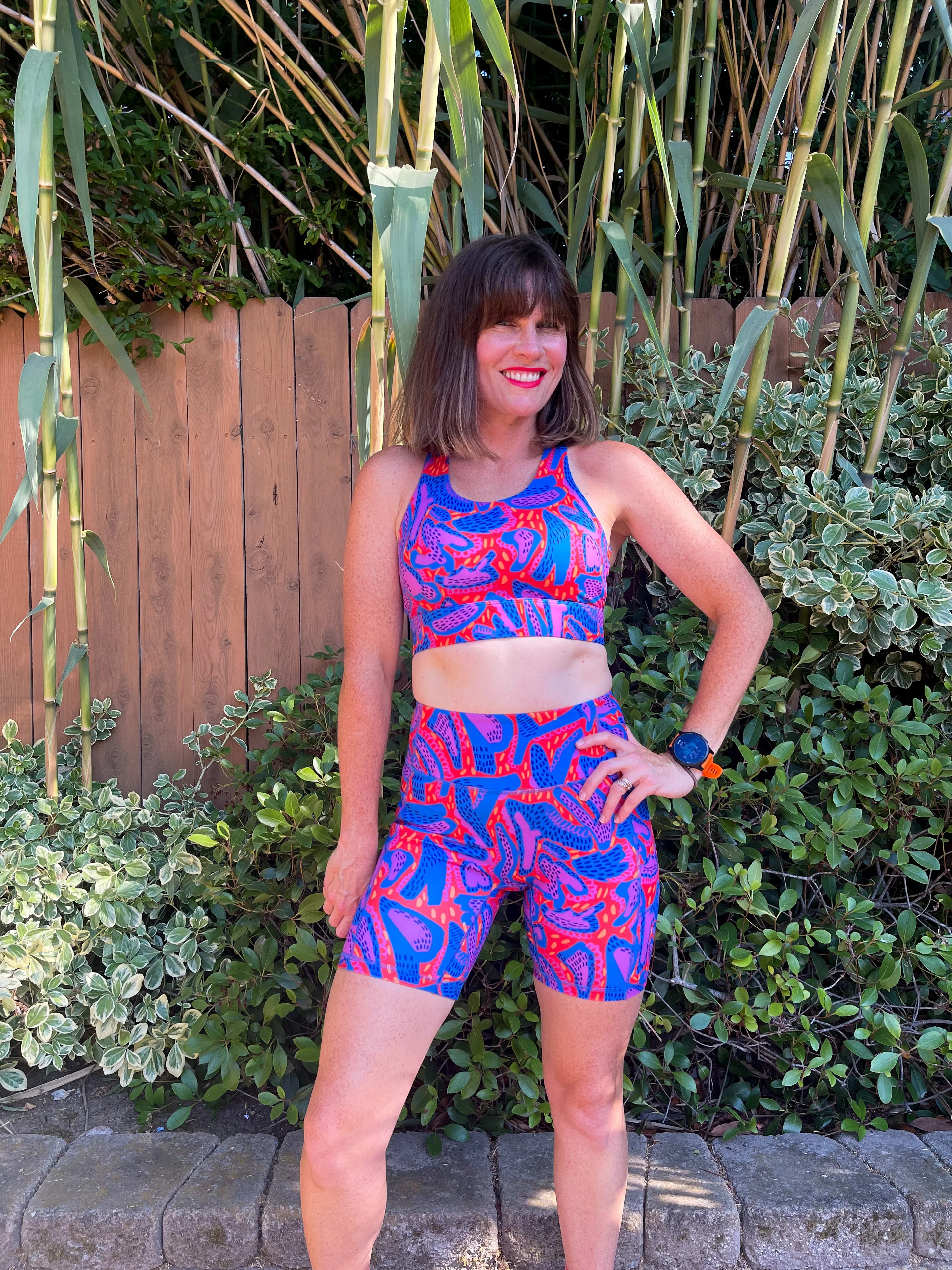 High-waisted Bike Short --  Red, Blue, Lilac WILD