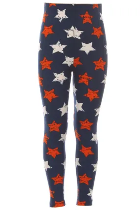 Kid's 4th of July Stars Distressed Pattern Printed Leggings