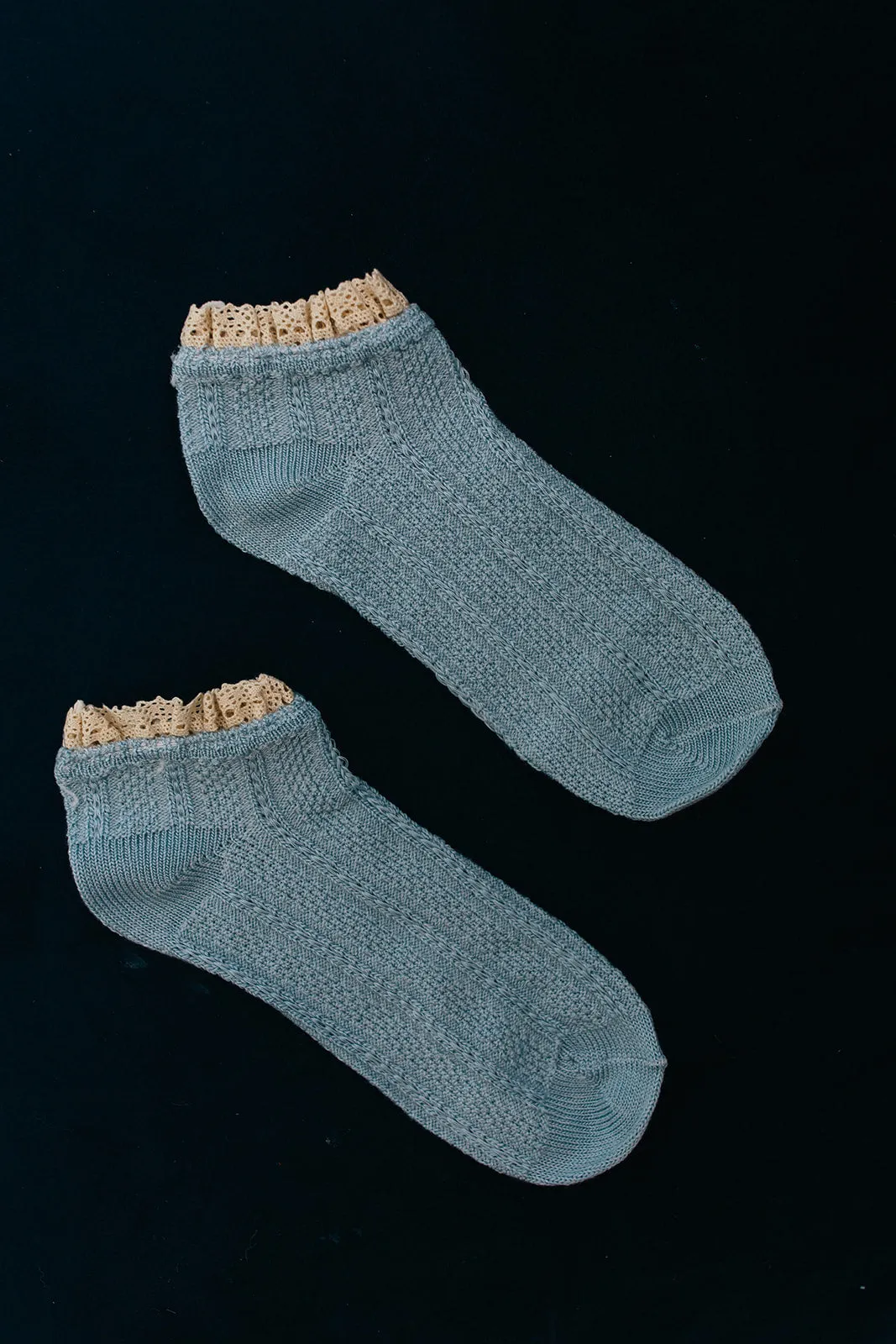 Ladies Lace Ankle Socks 2 Pack