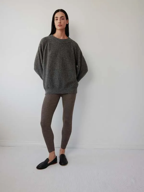 Layering Rib Leggings - Heathered Brown