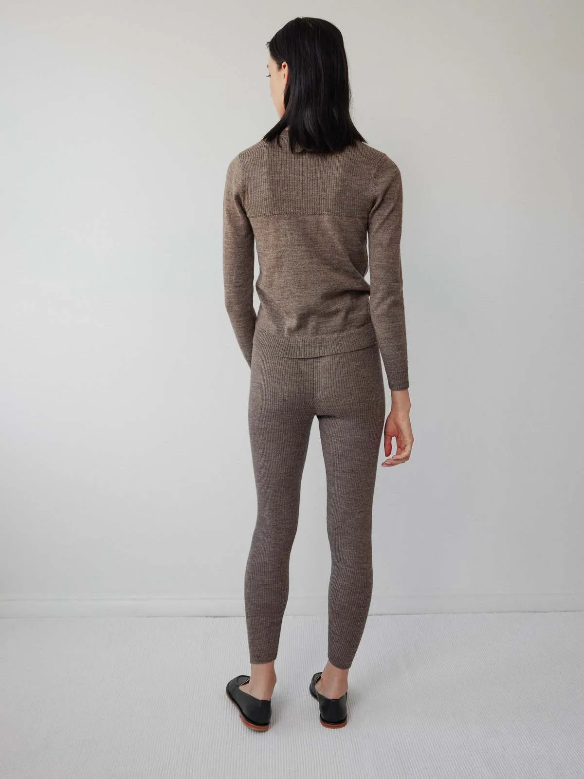 Layering Rib Leggings - Heathered Brown