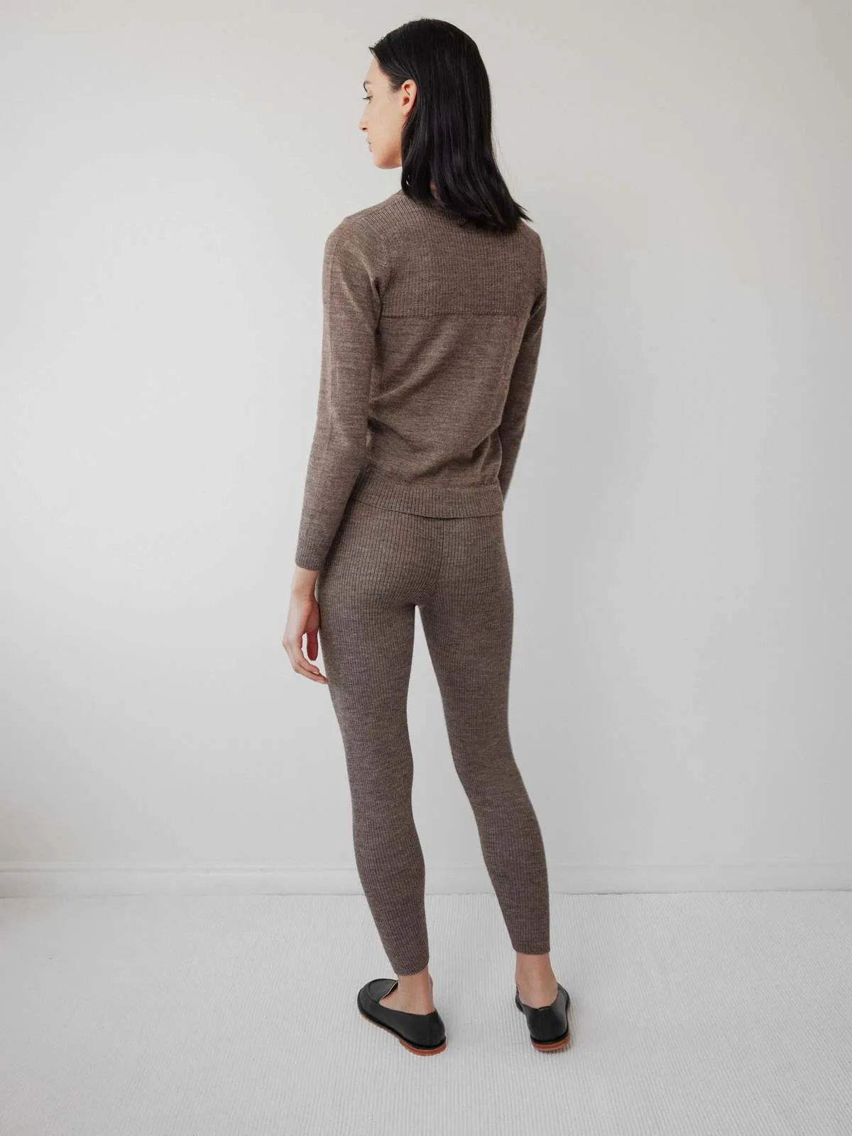 Layering Rib Leggings - Heathered Brown