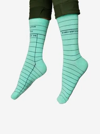 Library Card Socks (Mint greent)