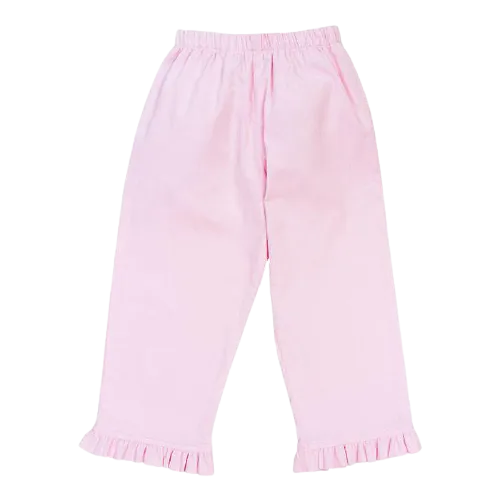 Light Pink Corduroy- Girls Elastic Pant with Ruffle