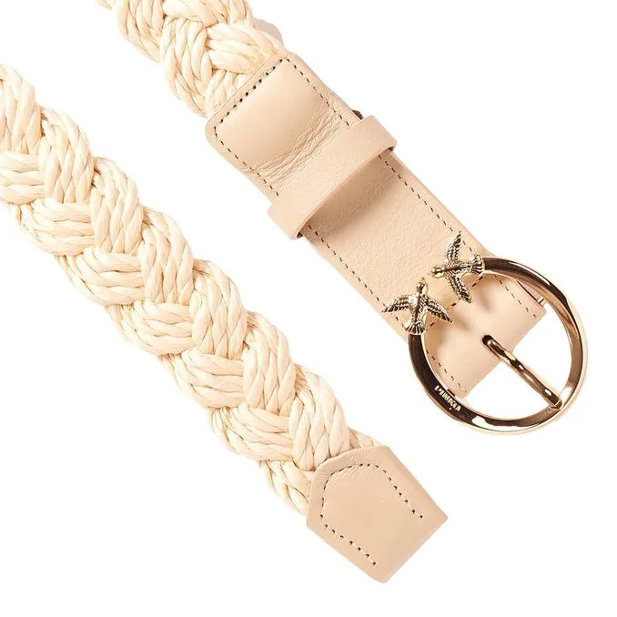 LOVE BERRY WOVEN RAFFIA BELT Woman Brushed Gold