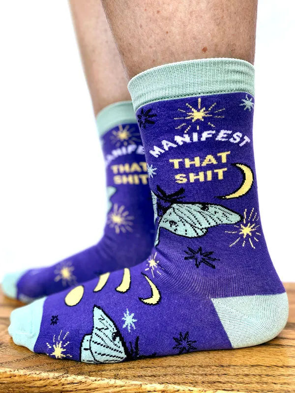 Manifest That Shit Womens Crew Socks