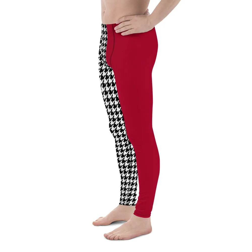 Men's Leggings Red and Houdstooth