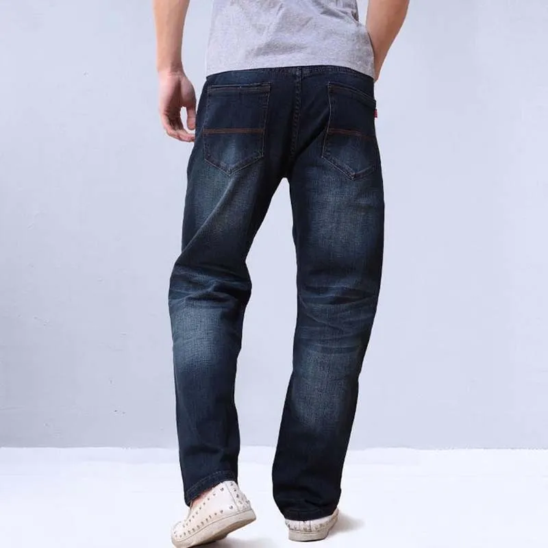 Men's Leisure Style Cotton Long Loose Straight Jeans Trousers