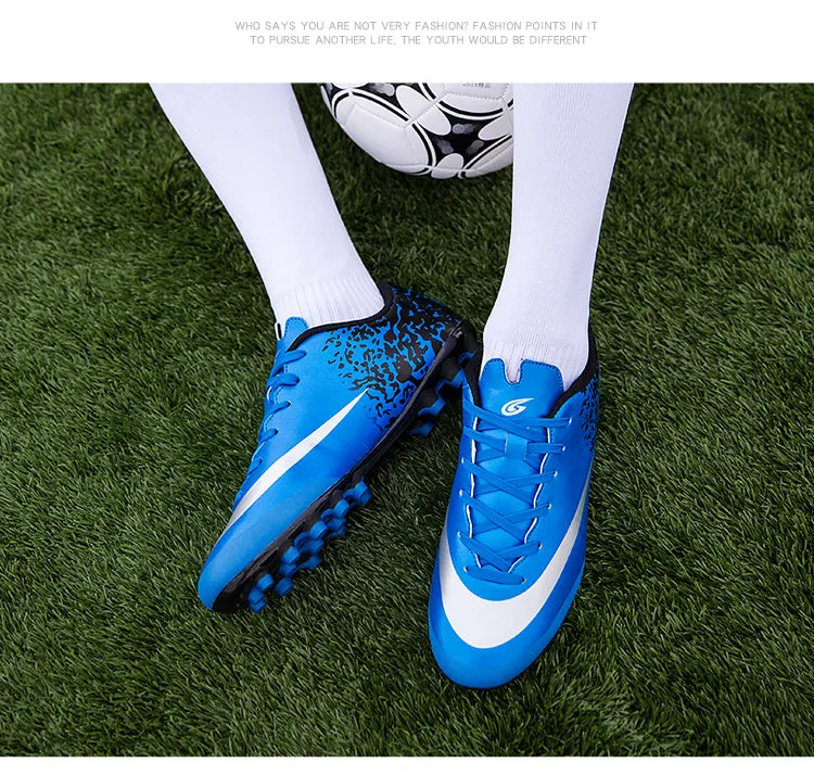 Men's Professional Lace-up Breathable Long Spikes Soccer Shoes