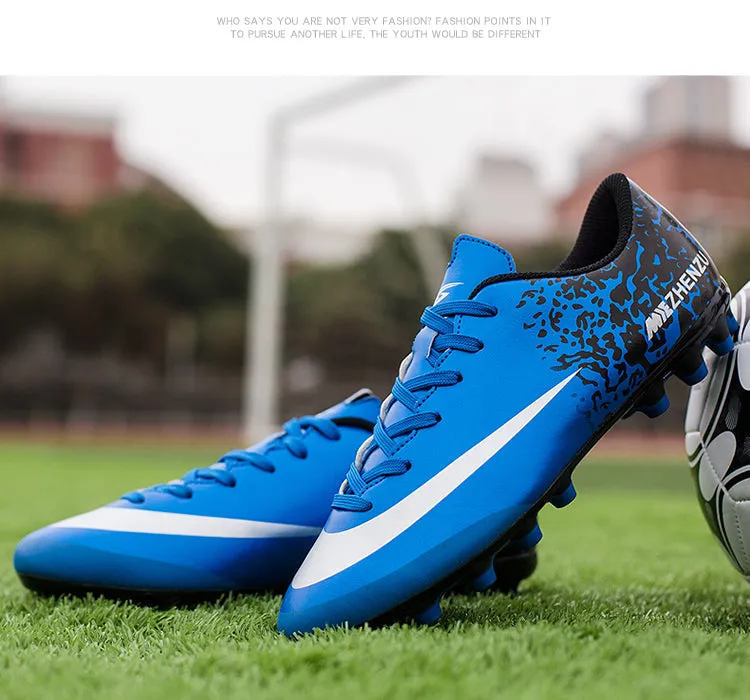 Men's Professional Lace-up Breathable Long Spikes Soccer Shoes