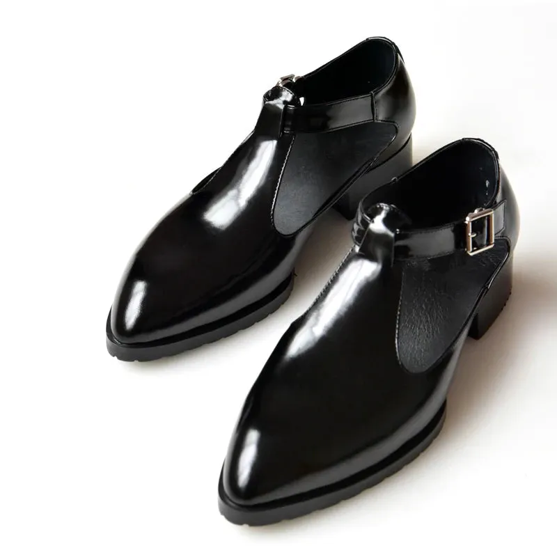 Men's Summer Wedding Party SolidPattern Buckle Strap Dress Shoes