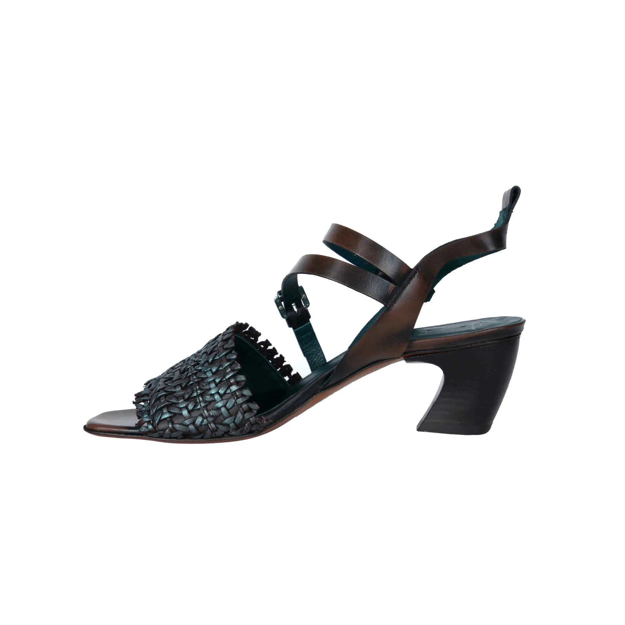 Mid-Heel Sandal Intreccio Maltinto Turquoise