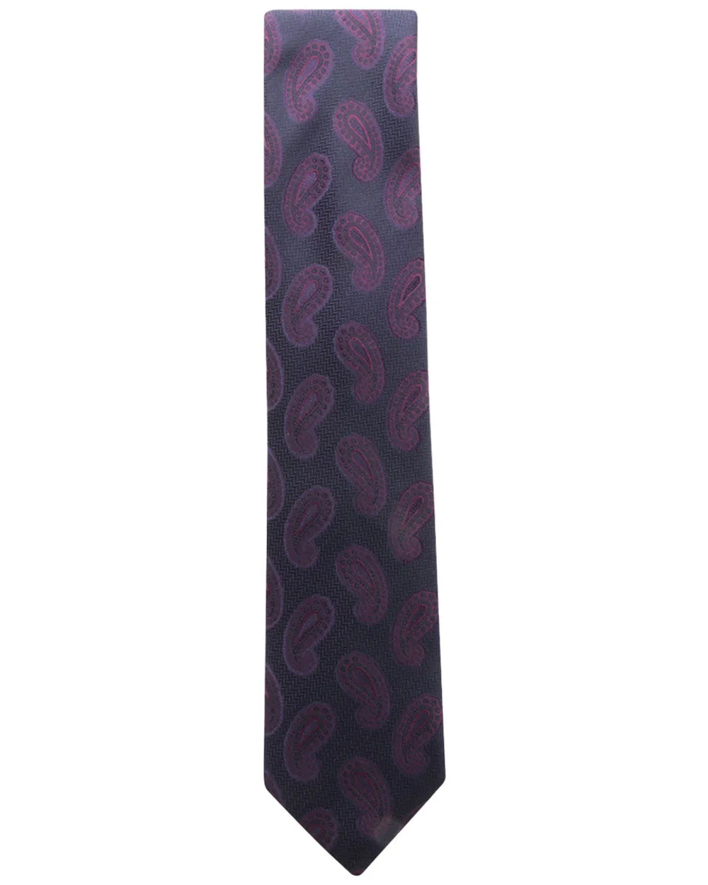 Midnight Blue and Amaranth Paisley Tie