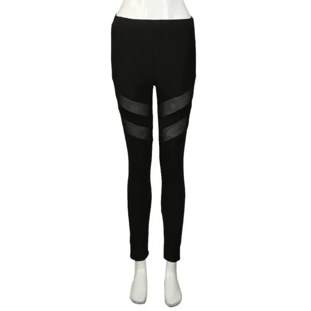 mokingtop Legging Elastic Patchwork Mesh Women Leggings Fitness High Waist Women Wofkout Clothes Pantalon Femme#0521 SM6