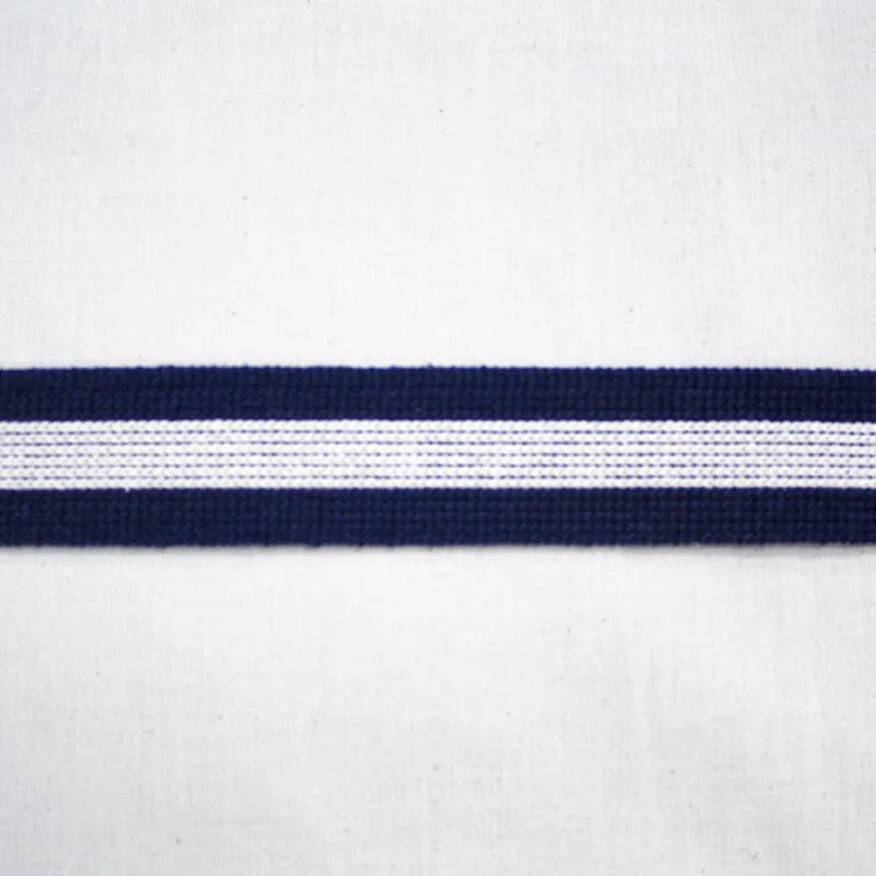 Navy and White Stripe Webbing