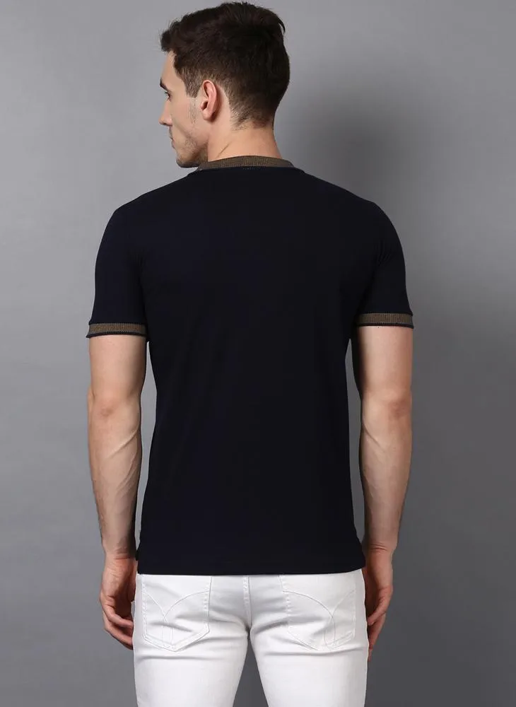 Navy Polo Neck with Contrast Collar