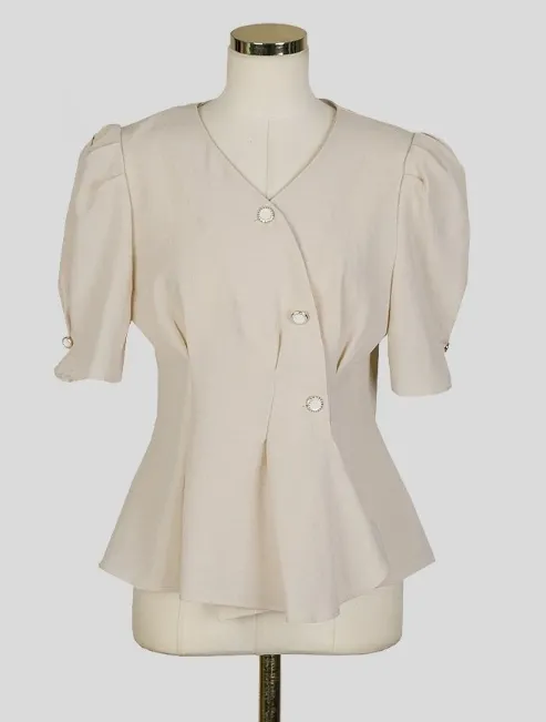 ODE  |Chiffon Plain Short Sleeves Bridal Shirts & Blouses