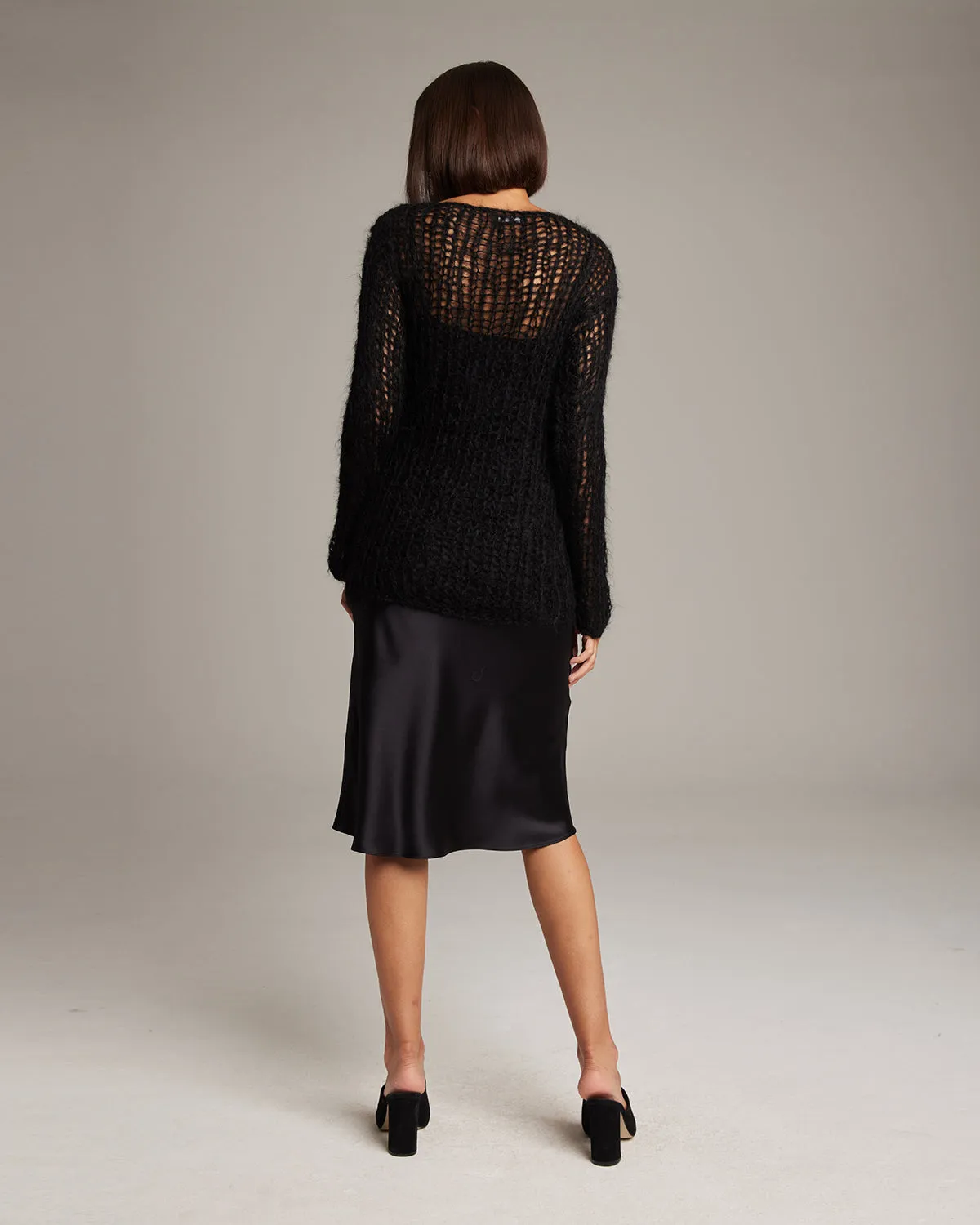 Open Mesh Boatneck Sweater