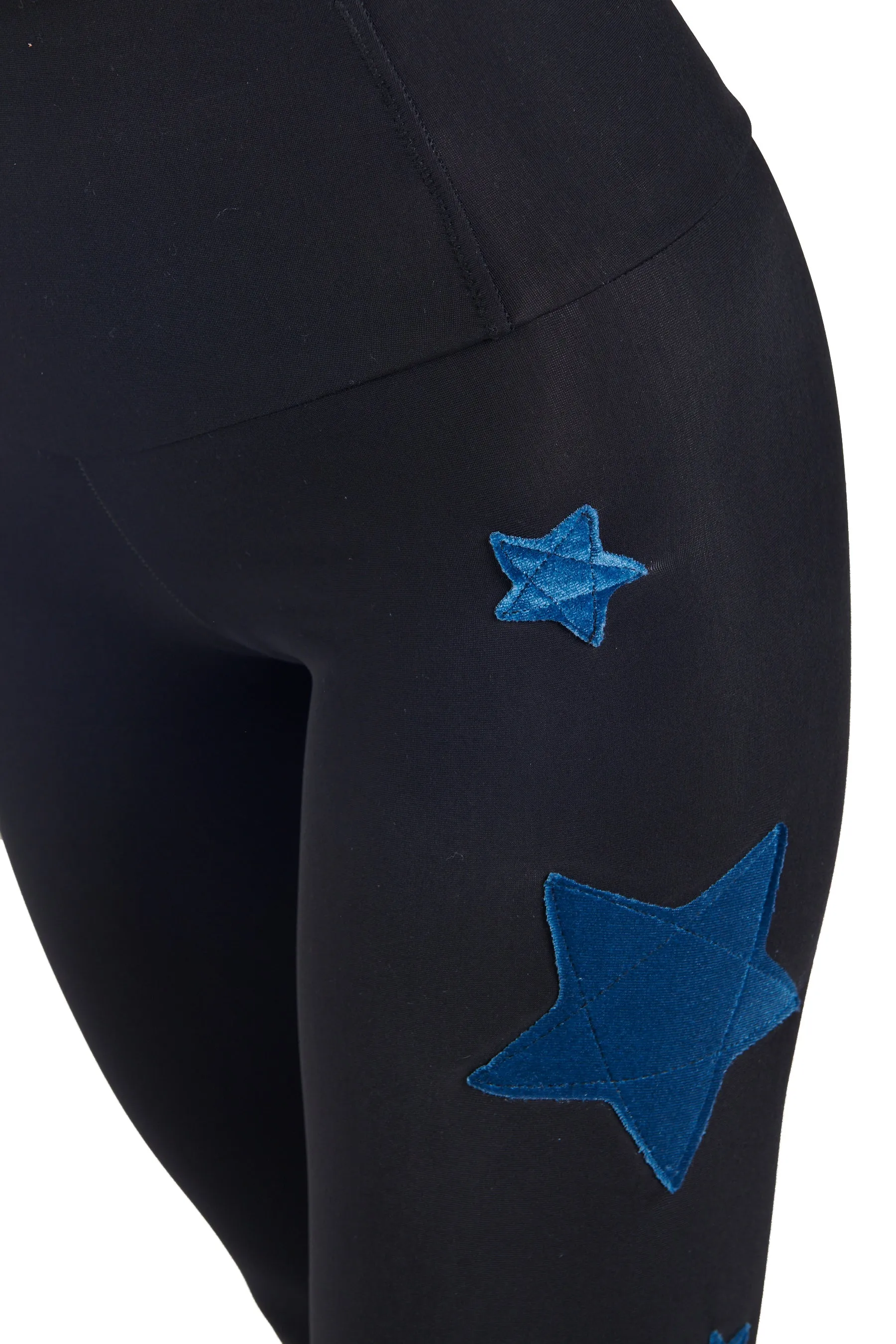 Orione Leggings in Lycra Felpata e Stelle Azzurro Pavone