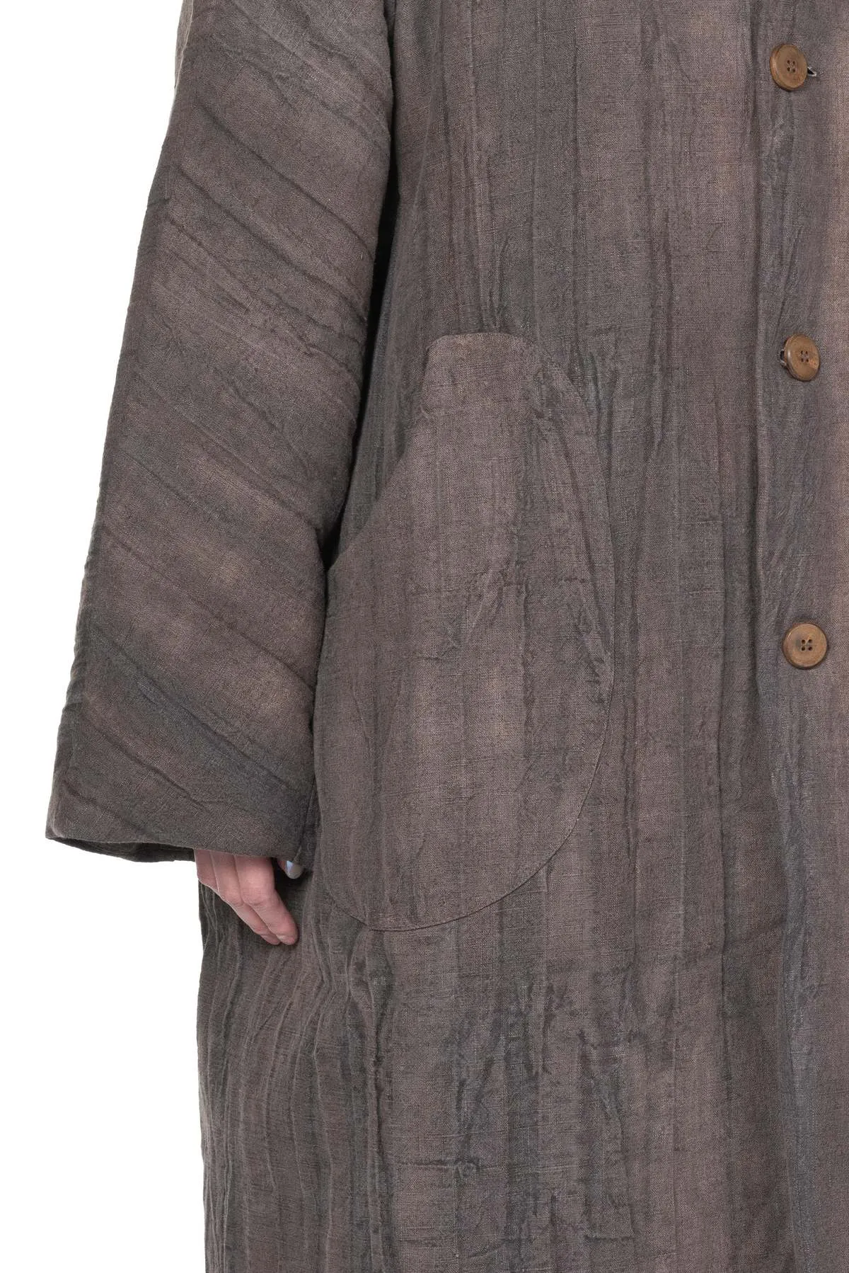 Padded Long Coat - Mud Brown