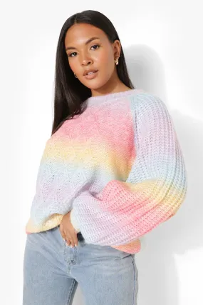 Plus Ombre Fluffy Knit Cable Knit Sweater