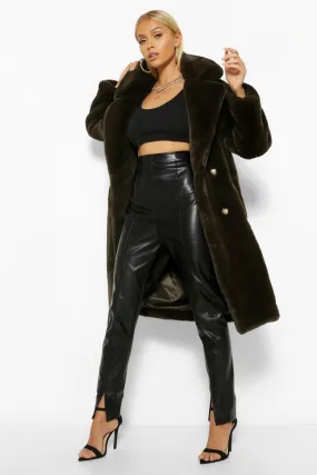 Plush Faux Fur Double Breasted Coat