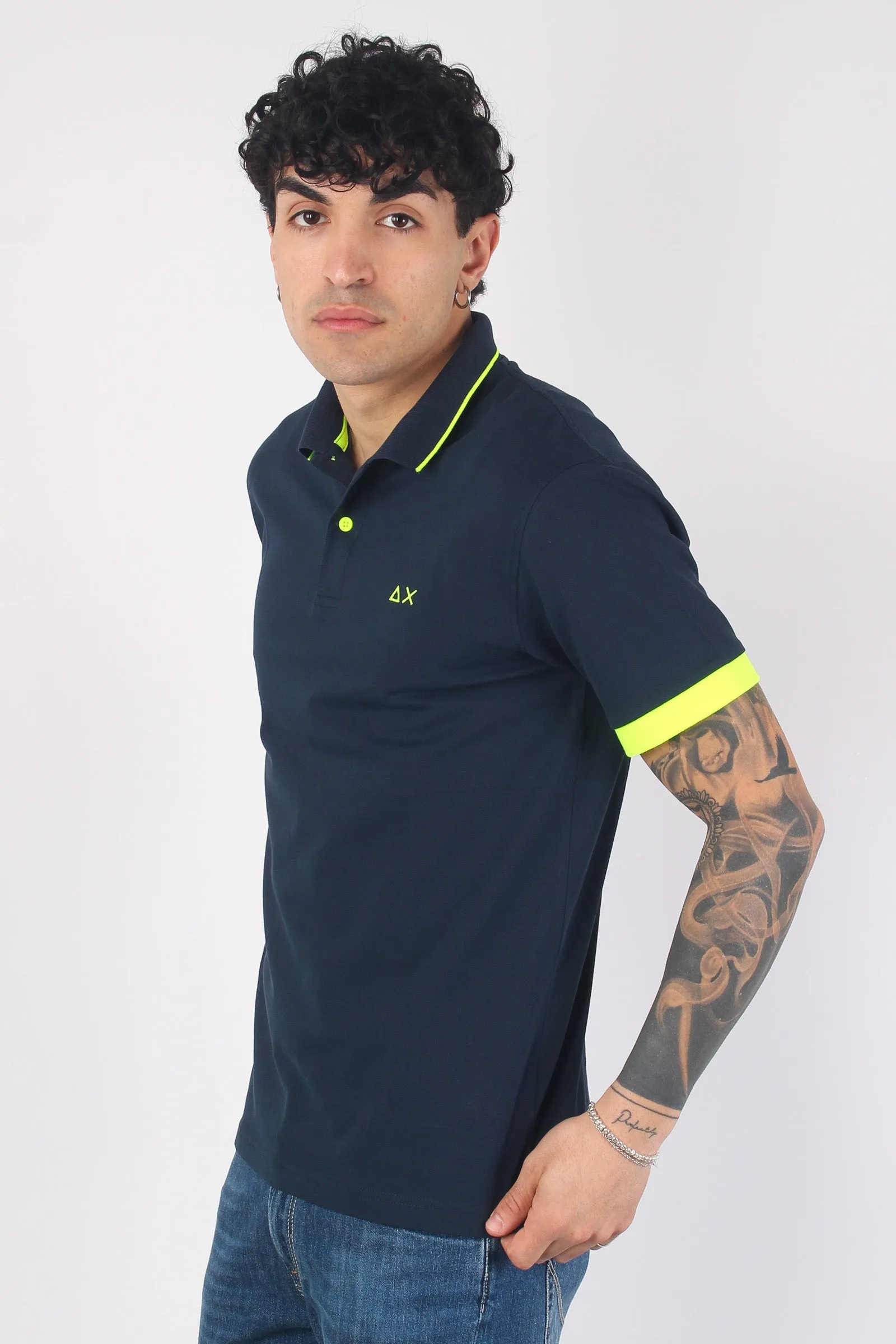 Polo Profilo Sottile Fluo Navy Blue